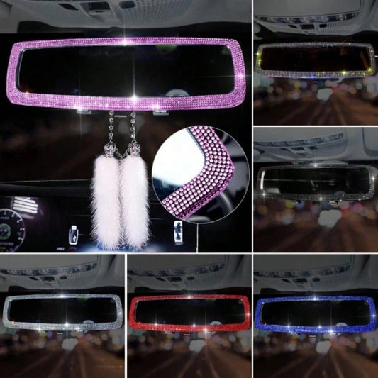 Full Rhinestone Car Rearview Mirror Luxury Creative Inlaid Diamond Auto Rear View Mirror Car Interior Decor Accessories