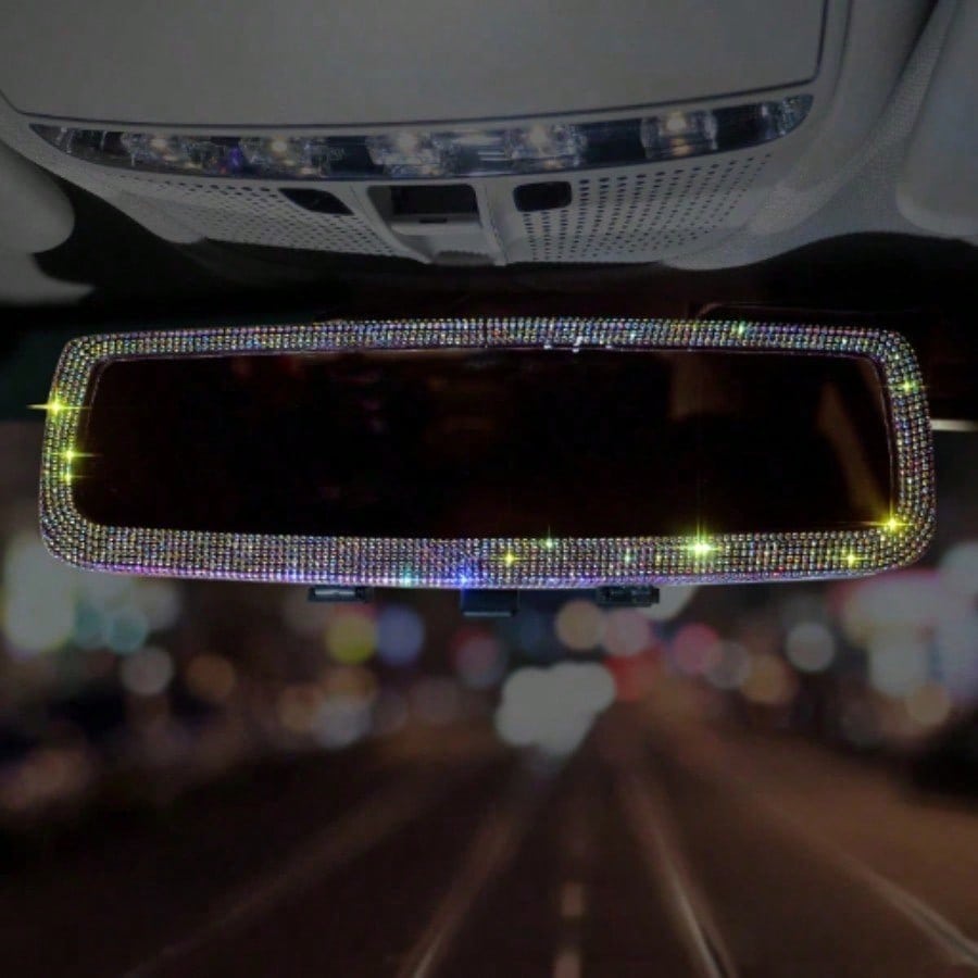 Full Rhinestone Car Rearview Mirror Luxury Creative Inlaid Diamond Auto Rear View Mirror Car Interior Decor Accessories