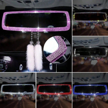 Full Rhinestone Car Rearview Mirror Luxury Creative Inlaid Diamond Auto Rear View Mirror Car Interior Decor Accessories