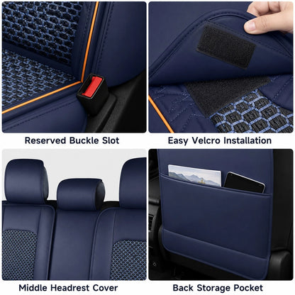 Full Set 5 Seats Cover Suitable Accent 2017-2025, Kona 2018-2025,Santa Fe 2009-2025, Tucson 2010-2025,Venue 2020-2025 Fully Wrapped Waist Faux Leather Seat Cover
