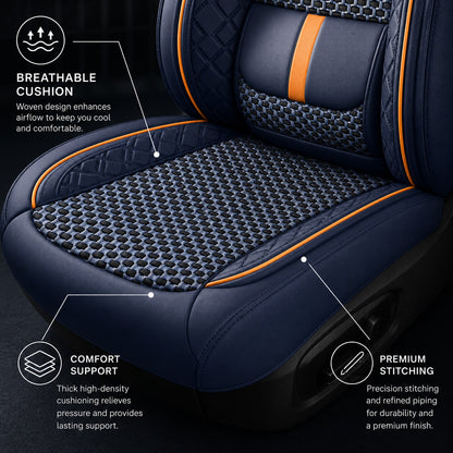 Full Set 5 Seats Cover Suitable Accent 2017-2025, Kona 2018-2025,Santa Fe 2009-2025, Tucson 2010-2025,Venue 2020-2025 Fully Wrapped Waist Faux Leather Seat Cover