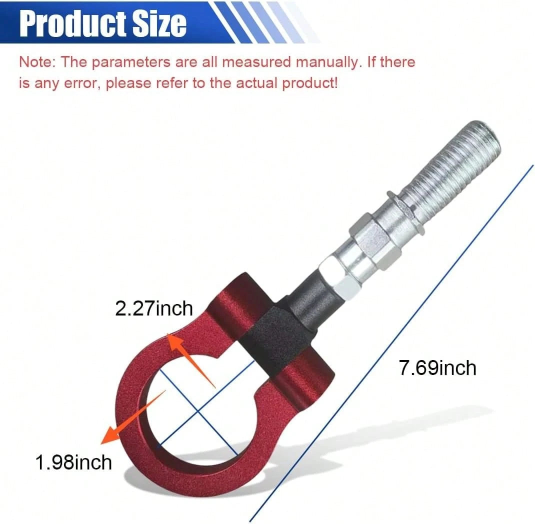 GAOLAOSY Car Front Bumper Tow Hook, Trailer Grappling Hook With Screw-In Design, Waterproof Bumper Pull Ring Decoration, Foldable Vehicle Exterior Accessory For Truck SUV-Only For Decoration (Red)