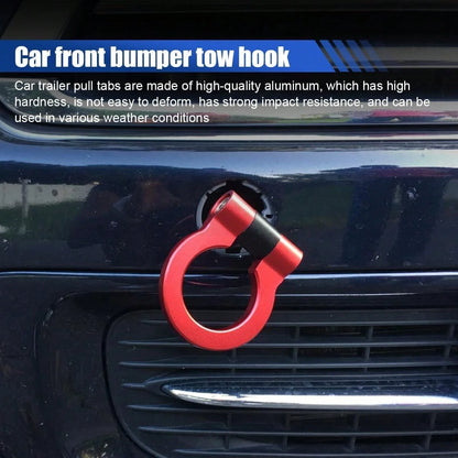 GAOLAOSY Car Front Bumper Tow Hook, Trailer Grappling Hook With Screw-In Design, Waterproof Bumper Pull Ring Decoration, Foldable Vehicle Exterior Accessory For Truck SUV-Only For Decoration (Red)