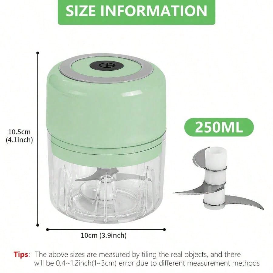 Garlic Chopper 250ml Vegetable Chopper,USB Cord Garlic Chopper, Onion Chopper, Portable Small Food Processor Garlic, Ginger, Chili, Vegetables, Garlic Chopper, Portable Veggie Chopper, Garlic Masher O