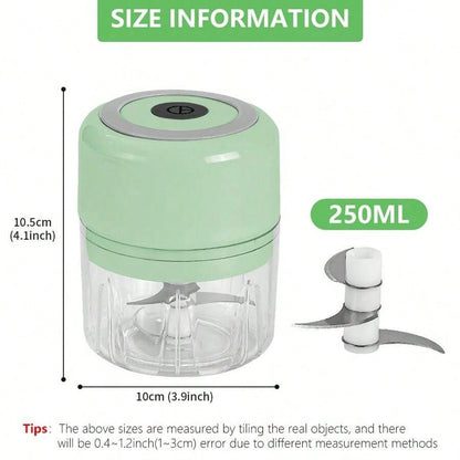 Garlic Chopper 250ml Vegetable Chopper,USB Cord Garlic Chopper, Onion Chopper, Portable Small Food Processor Garlic, Ginger, Chili, Vegetables, Garlic Chopper, Portable Veggie Chopper, Garlic Masher O