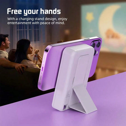 GAWFOLK [10000mAh Purple Portable Charger & Power Bank]2026 Ultra-Slim Magnetic Wireless Fast Charger With Built-In Cables & Stand| Magsafe Power Bank For IPhones 16/15/14/13 Pro, Android| USB-C PD