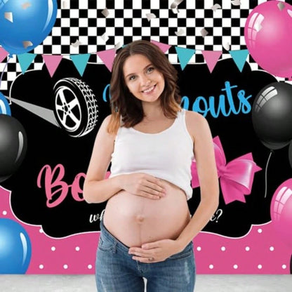Gender Reveal Theme Burnouts Or Bows Photo Banner 71x47.2 Inch Pink Or Blue He Or She Party Banner Decor Photography Backdrop What Will Baby Be