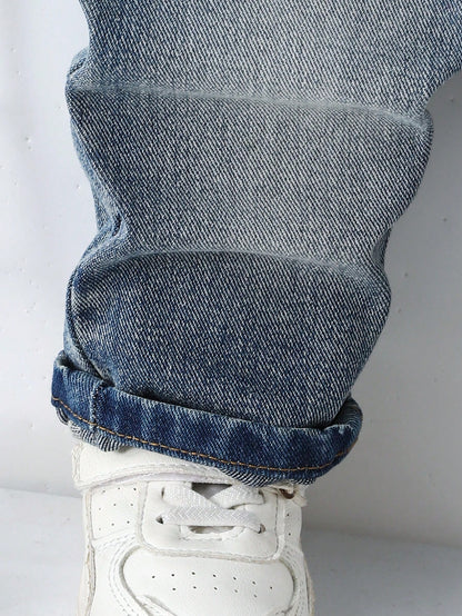 Genkimix Kids Baby Boy Casual Everyday Commute Fashion Street Ripped Denim Bib Pants (T-Shirt Not Included)