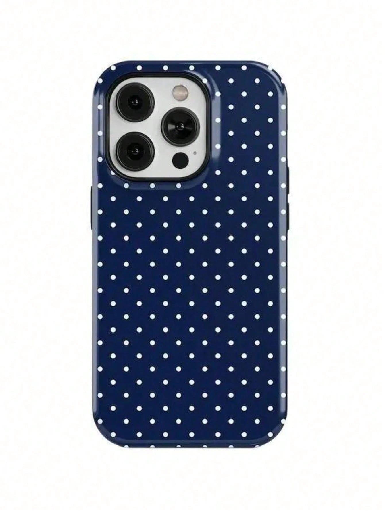 GIIPPA White Blue Polka Dot Elemen Fashion Phone Case Matte White Polka Dot Phone Case On Navy Blue Background Compatible With IPhone 17 17 Air 16 15 14 13 12 11 Pro Max Plus X XS Spring Birthday Anni