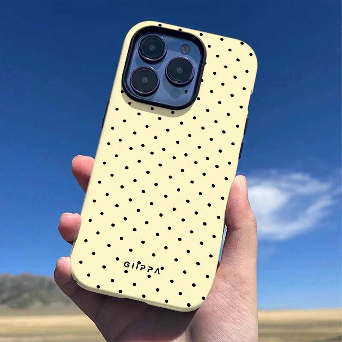 GIIPPA White Blue Polka Dot Elemen Fashion Phone Case Matte White Polka Dot Phone Case On Navy Blue Background Compatible With IPhone 17 17 Air 16 15 14 13 12 11 Pro Max Plus X XS Spring Birthday Anni