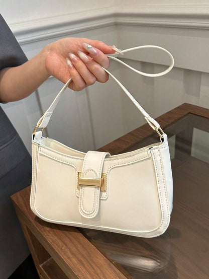 Glamine Elegant Crescent Underarm Shoulder Bag, Women's Fashion Casual Solid Color Underarm Bag