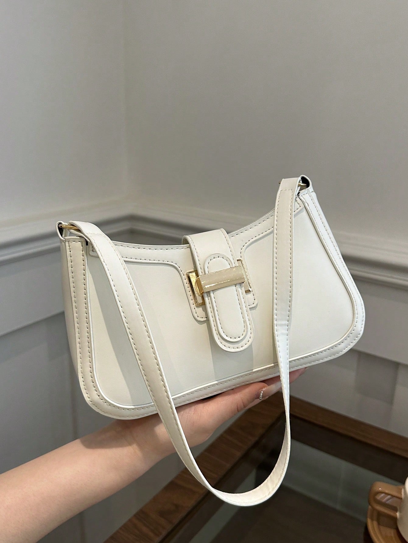 Glamine Elegant Crescent Underarm Shoulder Bag, Women's Fashion Casual Solid Color Underarm Bag
