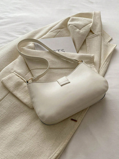 Glamine Elegant Crescent Underarm Shoulder Bag, Women's Fashion Casual Solid Color Underarm Bag