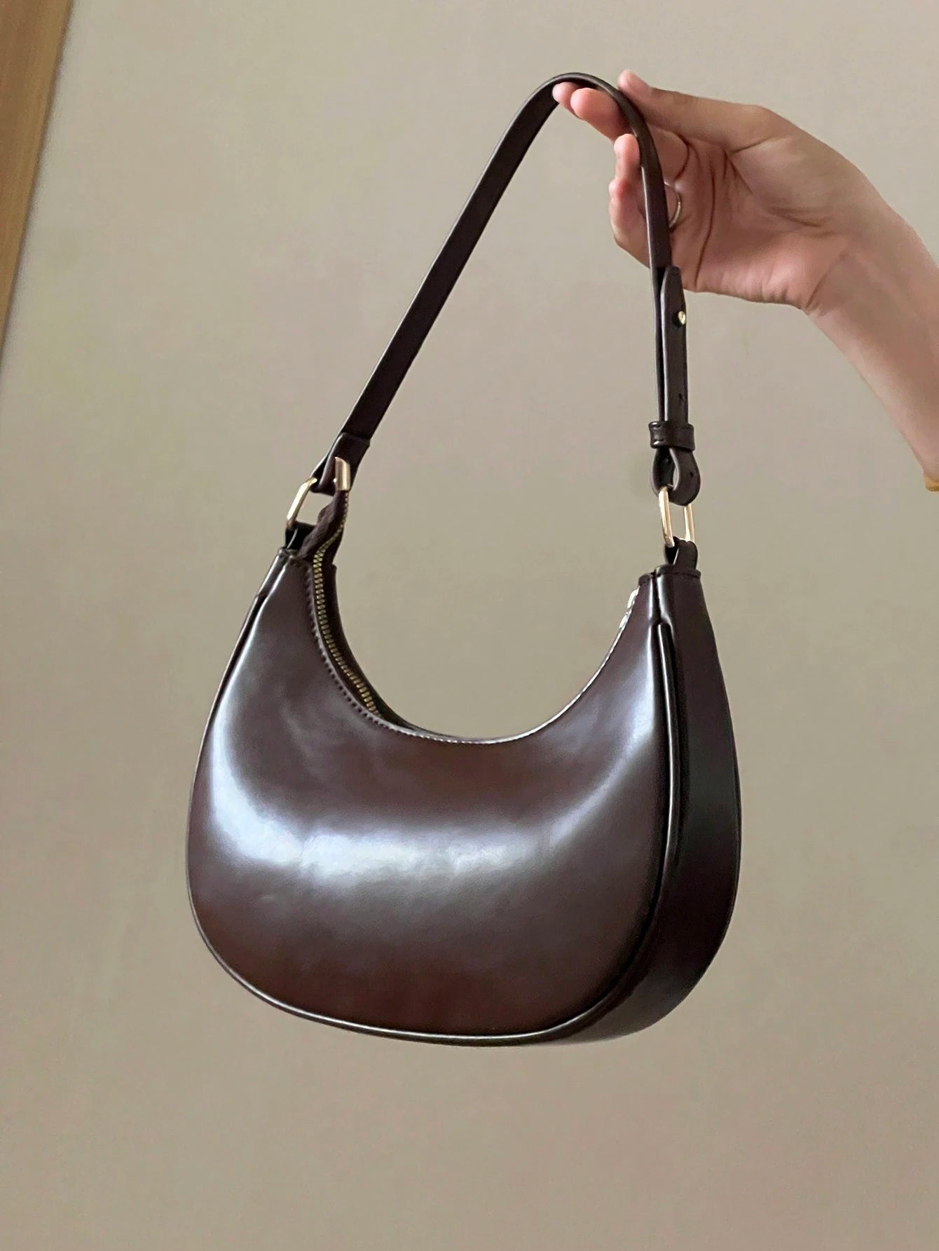 Glamine New Fashion Simple Atmosphere Crescent Shiny Classic Daily Commute Detachable Shoulder Crossbody Bag,Versatile, Business Casual Women Bag, Perfect For Office, Business And Work, Vintage Bag Fo