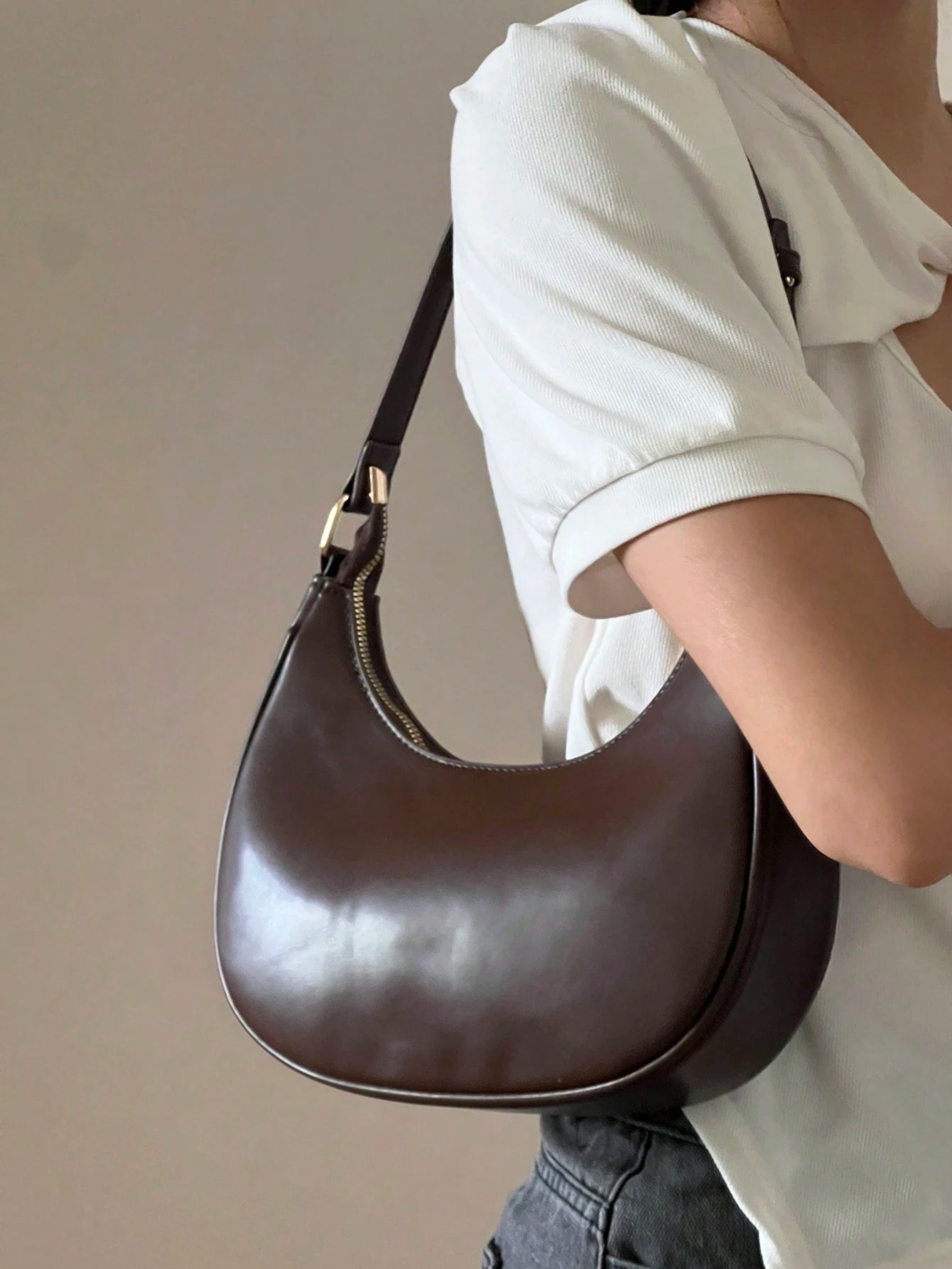 Glamine New Fashion Simple Atmosphere Crescent Shiny Classic Daily Commute Detachable Shoulder Crossbody Bag,Versatile, Business Casual Women Bag, Perfect For Office, Business And Work, Vintage Bag Fo