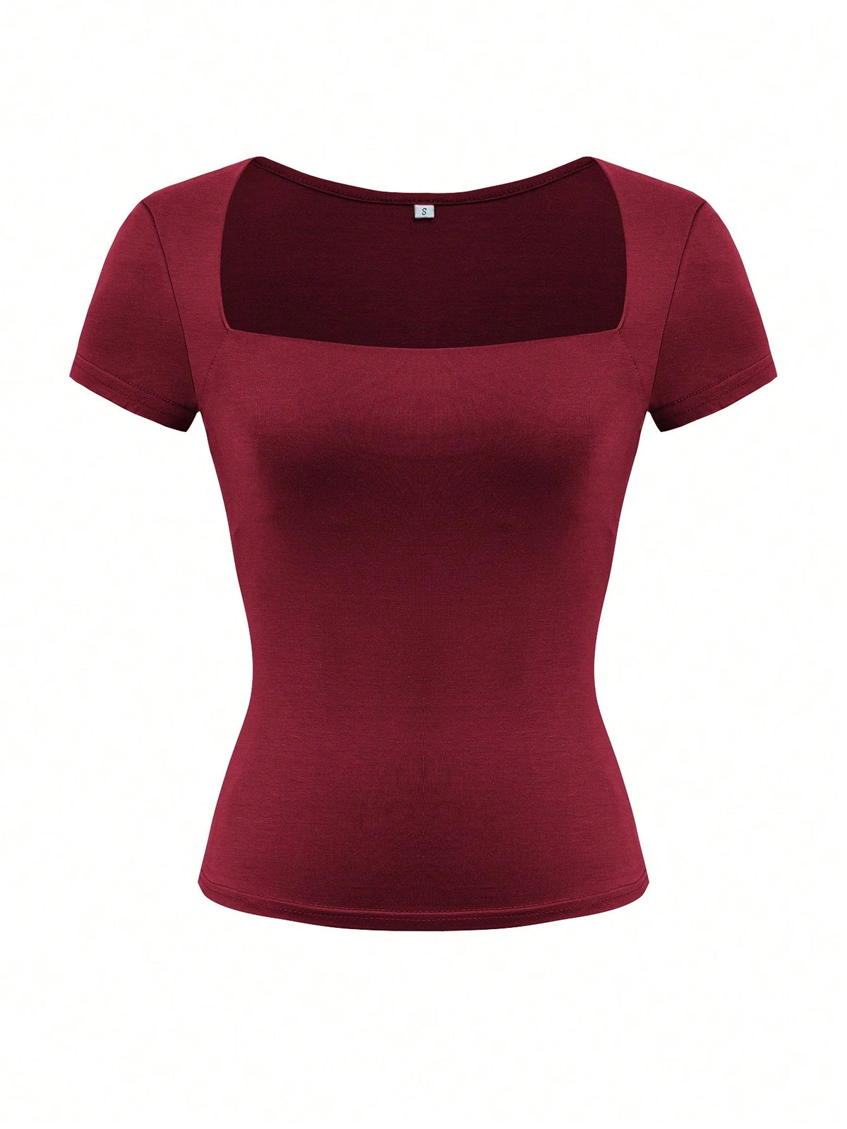 GLAMSKIN Women's Summer/Autumn Basic Solid Color Square Neck Short Sleeve Cropped T-Shirt, Y2K Sexy Slim Fit Casual Top, Back To School Outing Daily Streetwear