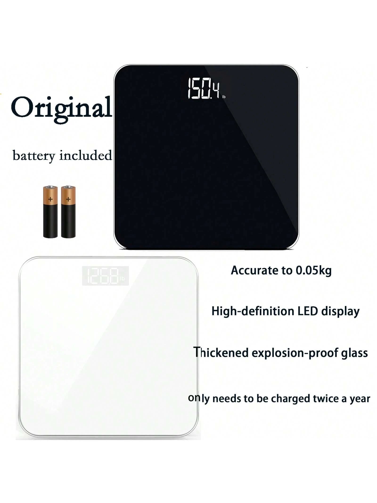 Glass Screen Weight Scale, High Precision Home Weight Scale With Smart Sensor, Hidden Bathroom Scale, Weight Loss Scale, Accurate To 0.05 Lbs, Bright LED Display And Clear Large Numbers, Quality Upgra