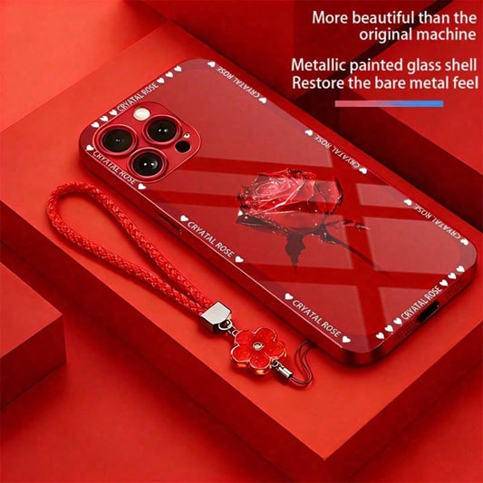 Glossy Finish Phone Case For IPhone 12-17 Pro Max – Hard Cover With Lanyard, Anti-Scratch Stylish Protective Cover