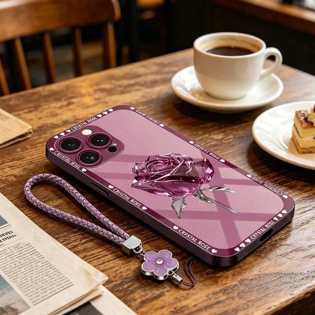 Glossy Finish Phone Case For IPhone 12-17 Pro Max – Hard Cover With Lanyard, Anti-Scratch Stylish Protective Cover