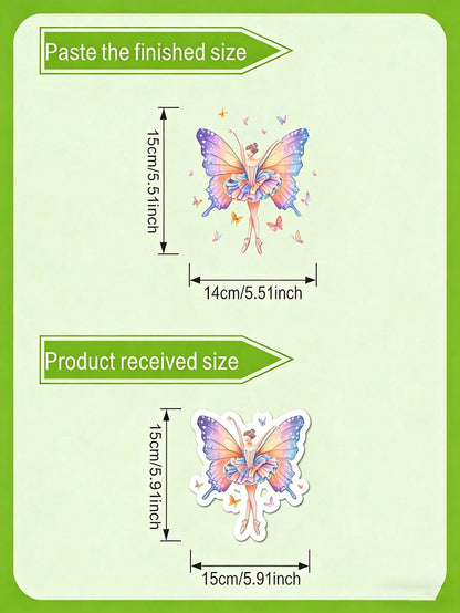 Glow-In-The-Dark Ballet Butterfly Fairy Wall Sticker- Self-Adhesive PVC Decal With Sparkling Wings & Floral Crown, Fantasy Nighttime Scene For Home Decor, Butterfly Decorations
