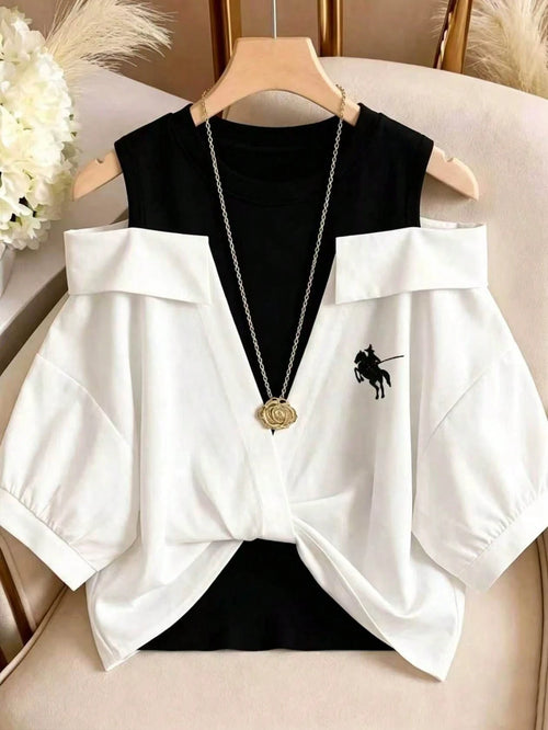 GlowEve Women's 2 In 1 Embroidered Blouses, Summer Vacation
