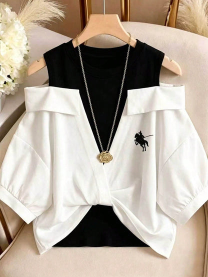 GlowEve Women's 2 In 1 Embroidered Blouses, Summer Vacation