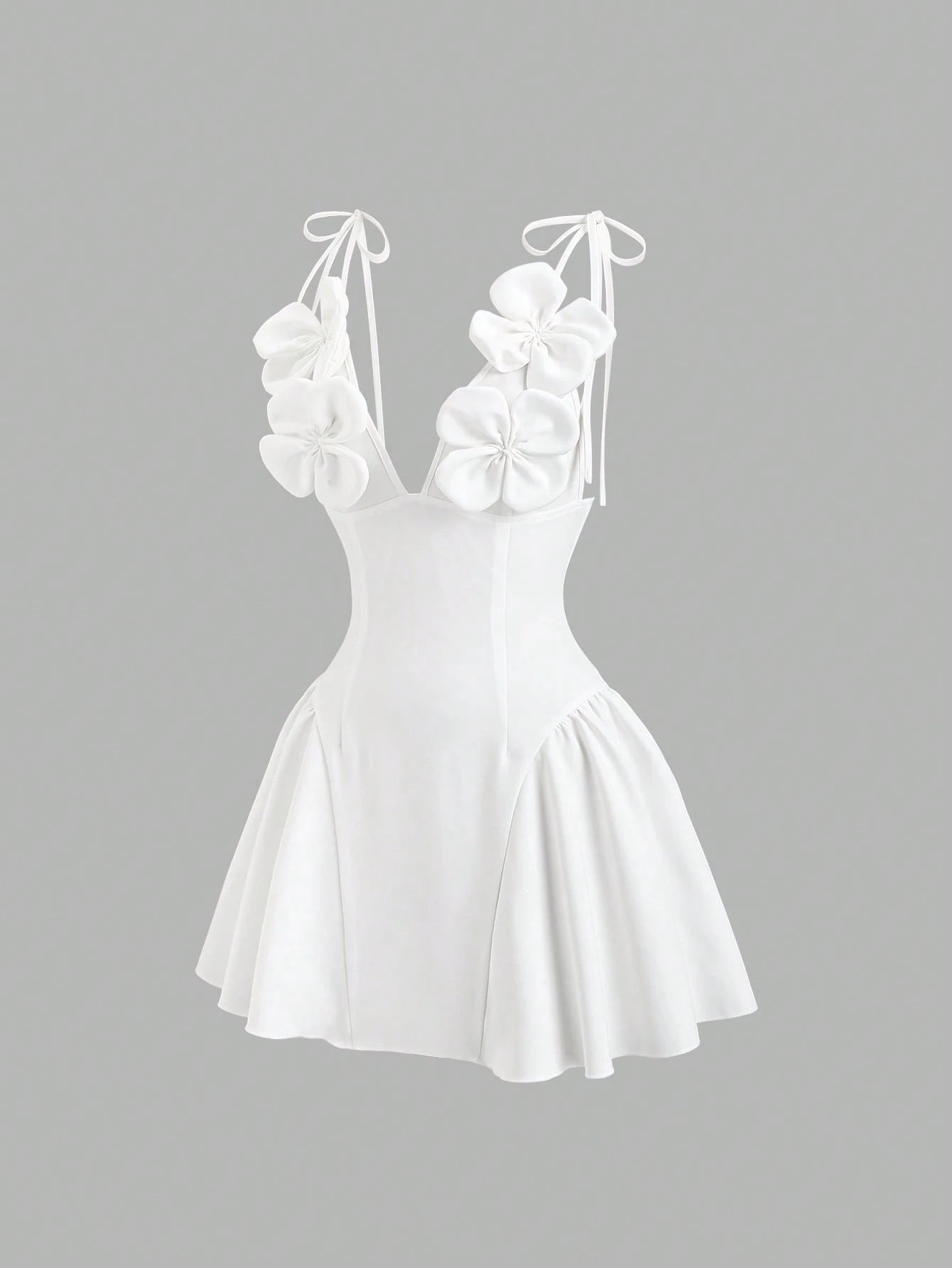 GlowEve Women's Floral Decor Valentine's Day Party Evening Dress, Elegant Sexy Spaghetti Strap Cinched Waist Mini Dress, Spring And Summer