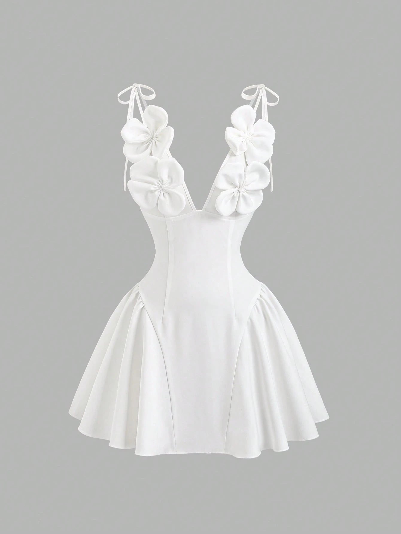 GlowEve Women's Floral Decor Valentine's Day Party Evening Dress, Elegant Sexy Spaghetti Strap Cinched Waist Mini Dress, Spring And Summer