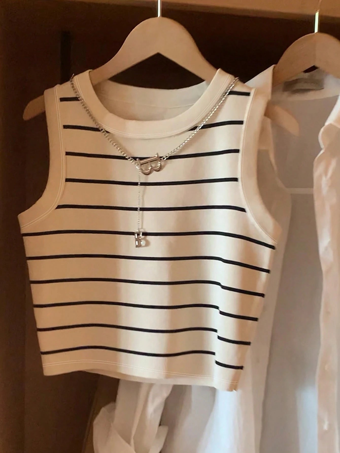 GlowEve Women's Striped Crew Neck Casual Versatile Tank Top