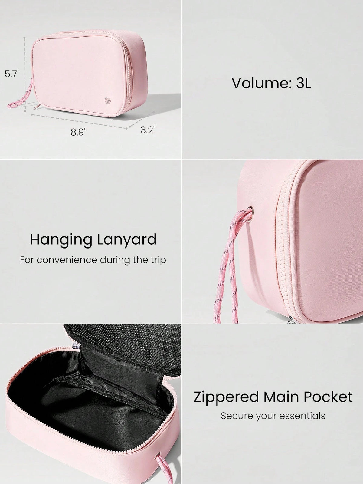 GLOWMODE 3L Sport Large Capacity Water-Repellant Essentials Zippered Kit Storage Bag Daily Casual Travel Trip