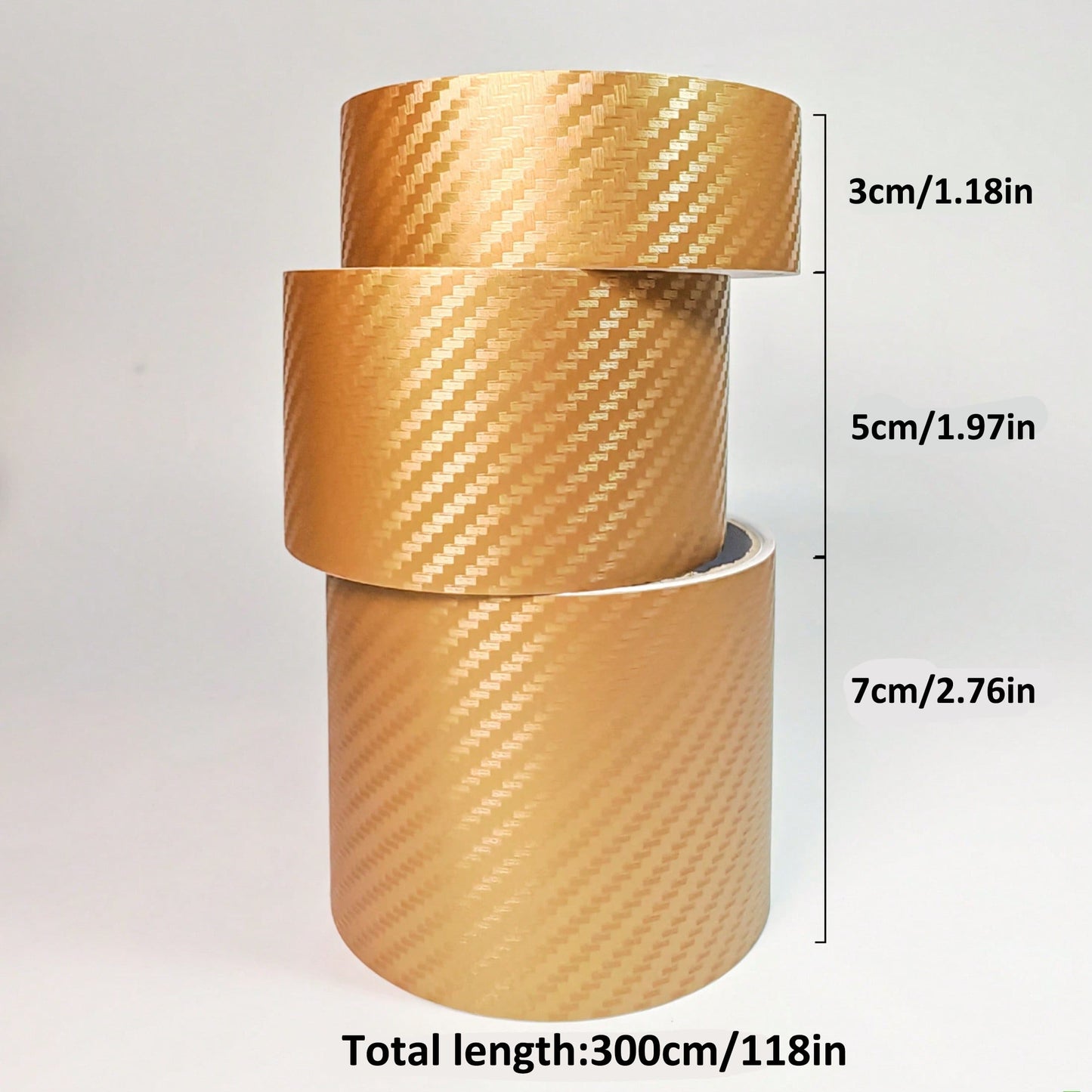 Gold 3D Woven Texture Car Stickers| Metallic Gloss Brushed Finish, Self-Adhesive Waterproof Wear-Resistant, Customizable Decorative Film, Suitable For Car Door Edges, Bumpers, Door Sills, Interior Tr