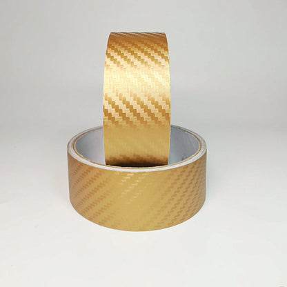 Gold 3D Woven Texture Car Stickers| Metallic Gloss Brushed Finish, Self-Adhesive Waterproof Wear-Resistant, Customizable Decorative Film, Suitable For Car Door Edges, Bumpers, Door Sills, Interior Tr