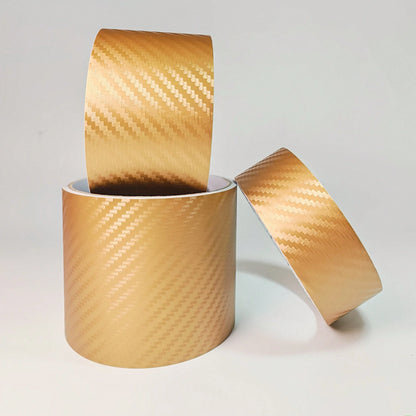 Gold 3D Woven Texture Car Stickers| Metallic Gloss Brushed Finish, Self-Adhesive Waterproof Wear-Resistant, Customizable Decorative Film, Suitable For Car Door Edges, Bumpers, Door Sills, Interior Tr