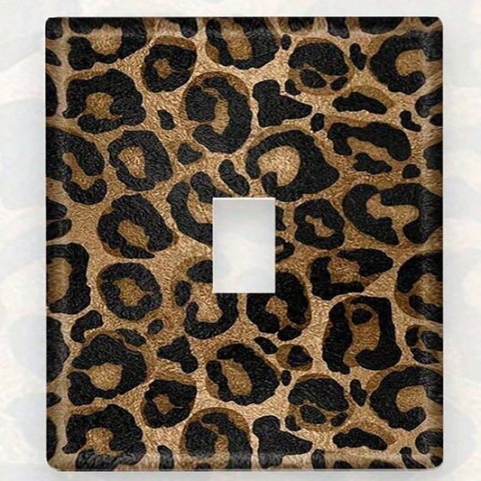 Golden And Black Glitter Leopard Print Light Switch Plate Unbreakable Polycarbonate Thermoplastic 1Gang/2 Gang Diner Kitchen Decor Single Gang Toggle