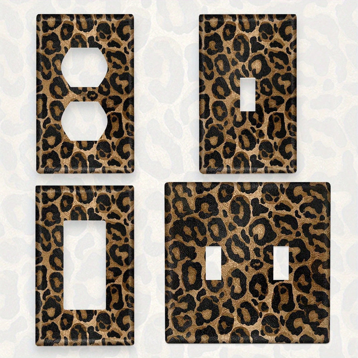 Golden And Black Glitter Leopard Print Light Switch Plate Unbreakable Polycarbonate Thermoplastic 1Gang/2 Gang Diner Kitchen Decor Single Gang Toggle