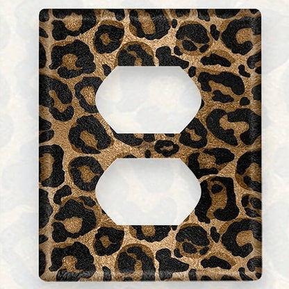 Golden And Black Glitter Leopard Print Light Switch Plate Unbreakable Polycarbonate Thermoplastic 1Gang/2 Gang Diner Kitchen Decor Single Gang Toggle