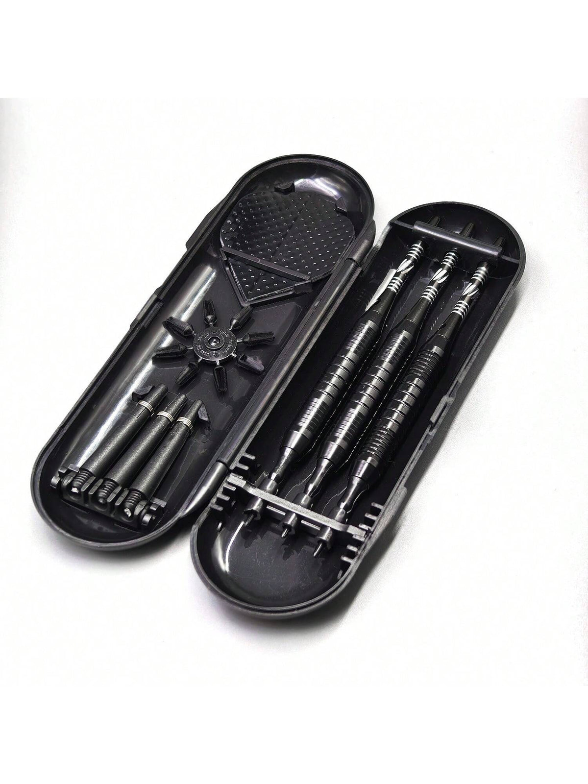 GOODARTS- Pure Black Darts Set- 3 Pcs Professional Business Gift With Plastic Casing, 3 Plastic Replacement Shafts, 3 Spring Rings