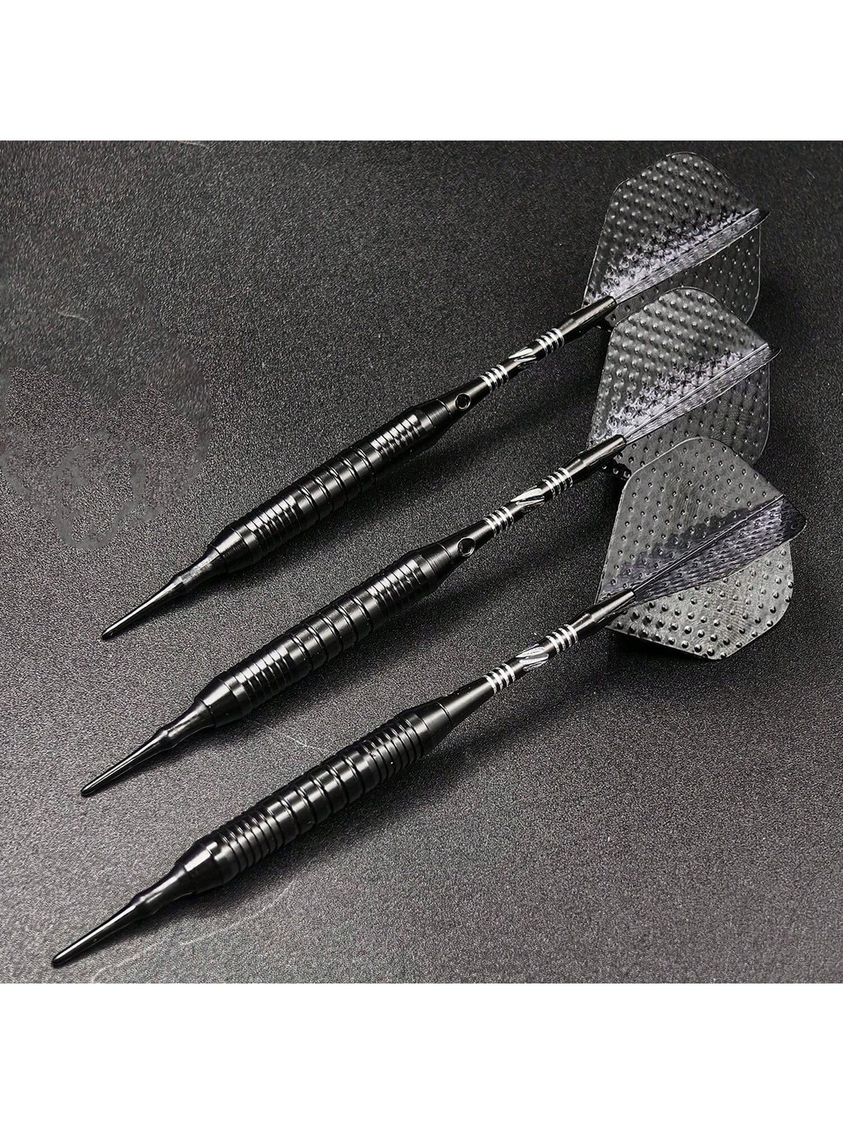 GOODARTS- Pure Black Darts Set- 3 Pcs Professional Business Gift With Plastic Casing, 3 Plastic Replacement Shafts, 3 Spring Rings