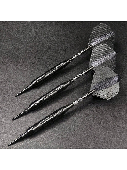 GOODARTS- Pure Black Darts Set- 3 Pcs Professional Business Gift With Plastic Casing, 3 Plastic Replacement Shafts, 3 Spring Rings