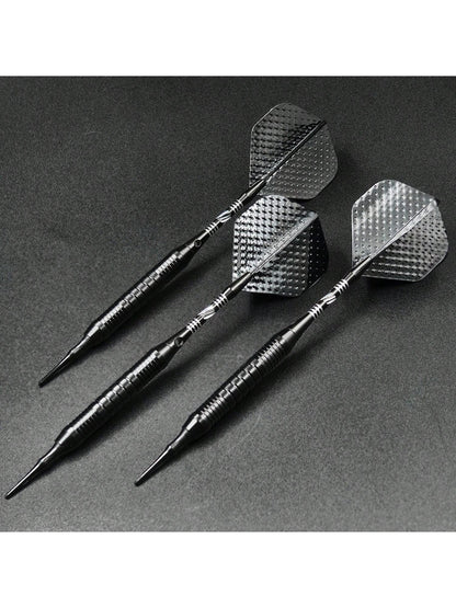 GOODARTS- Pure Black Darts Set- 3 Pcs Professional Business Gift With Plastic Casing, 3 Plastic Replacement Shafts, 3 Spring Rings