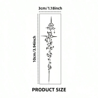 Gothic Bible Sword Temporary Tattoo- Lasts 1-2 Weeks, Easy To Apply And Remove, Bold Dark Icon Design With Intricate Sword And Cross Patterns