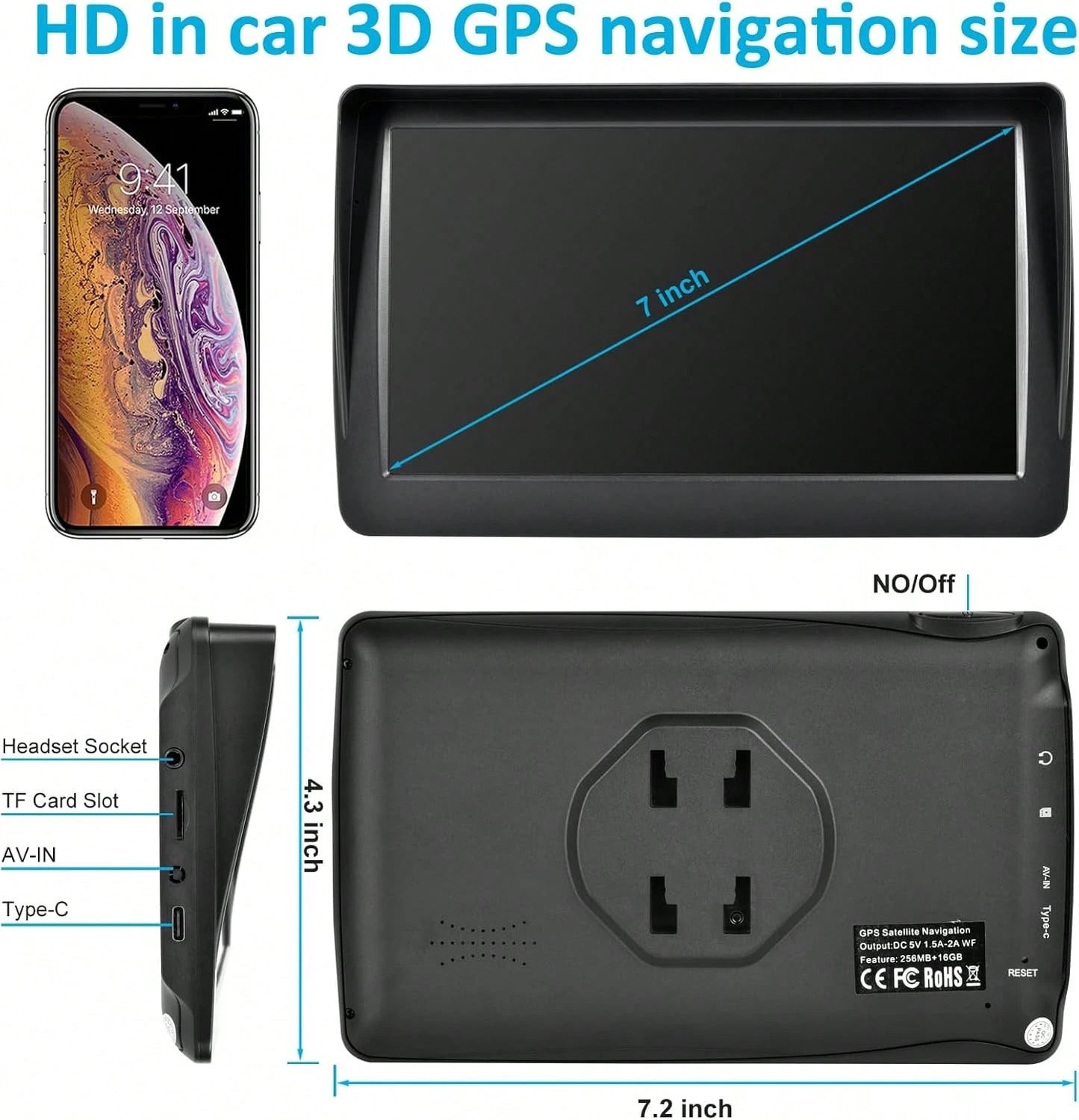 GPS Navigation For Car,7 Inch GPS Navigation System,GPS Navigator 2026 Maps Updates- For Car Truck RV,Speed &Amp; Red Light Warning,Turn-By-Turn Voice Guidance For All Cars