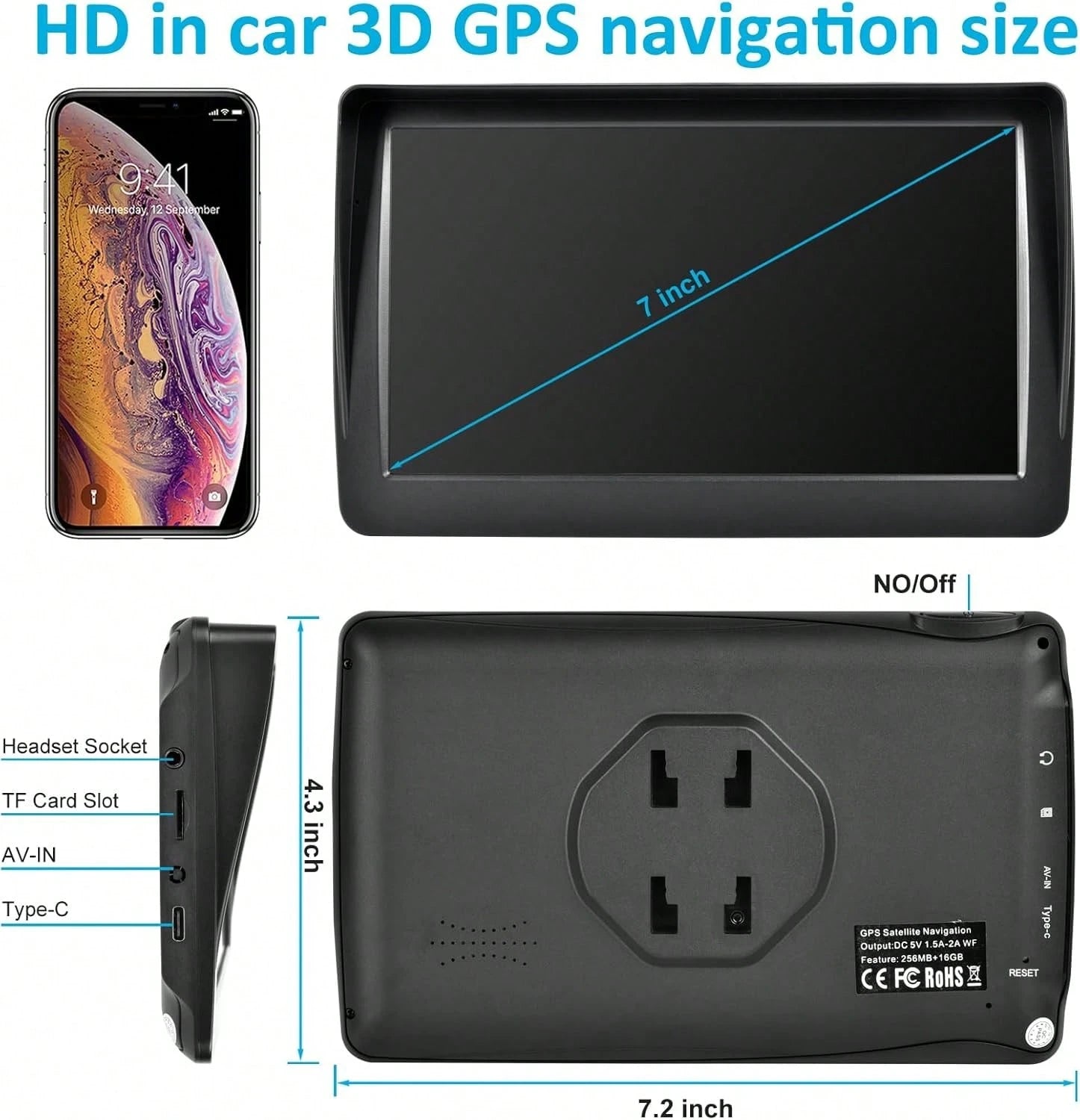 GPS Navigation For Car,7 Inch GPS Navigation System,GPS Navigator 2026 Maps Updates- For Car Truck RV,Speed &Amp; Red Light Warning,Turn-By-Turn Voice Guidance For All Cars