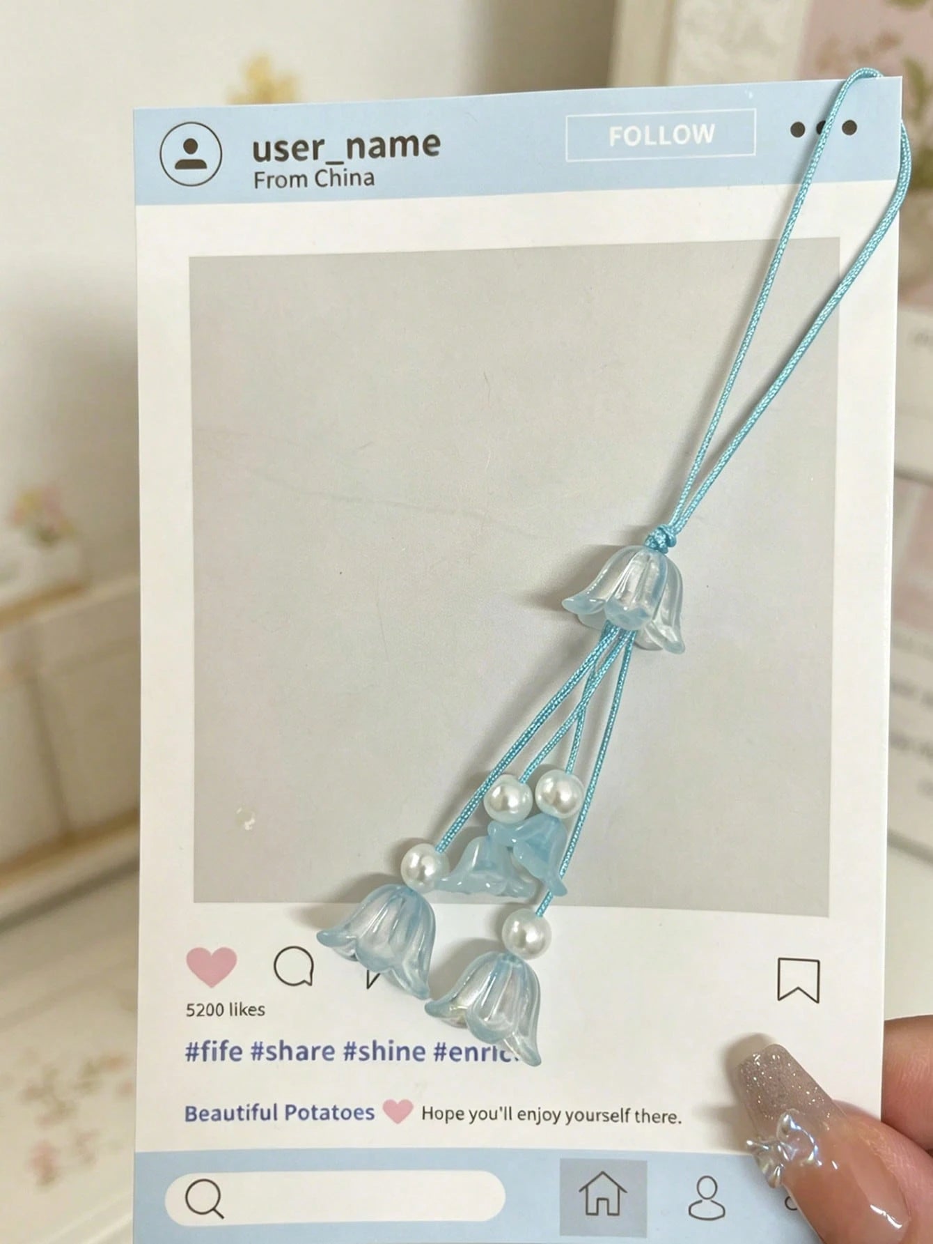 Gradient Color Wind Chime Lily Of The Valley Pendant Phone Lanyard CCD Camera Charm Universal Strap, Multi-Color Fashion Versatile Gift Lanyard, Suitable For Earphone Case Lanyard, Car Keychain Charm