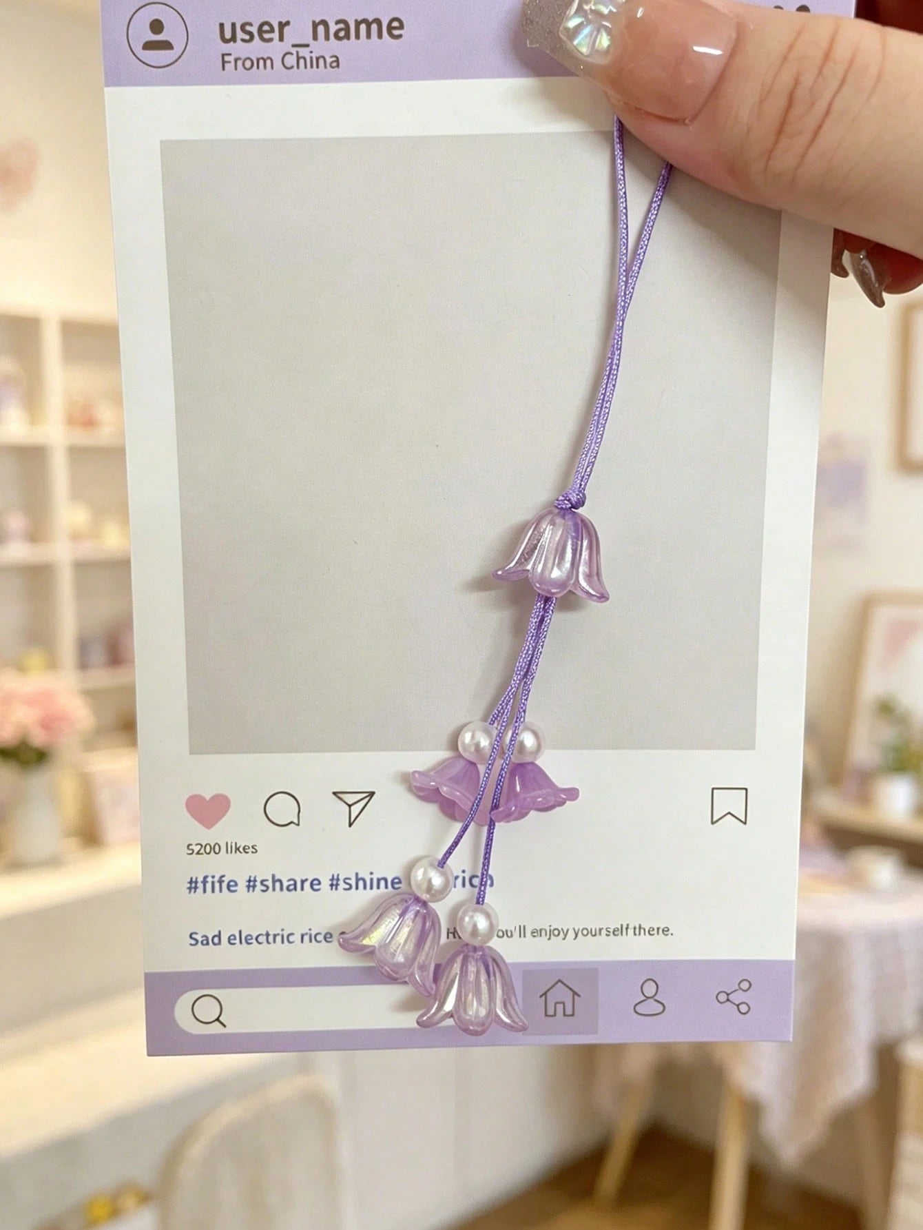 Gradient Color Wind Chime Lily Of The Valley Pendant Phone Lanyard CCD Camera Charm Universal Strap, Multi-Color Fashion Versatile Gift Lanyard, Suitable For Earphone Case Lanyard, Car Keychain Charm