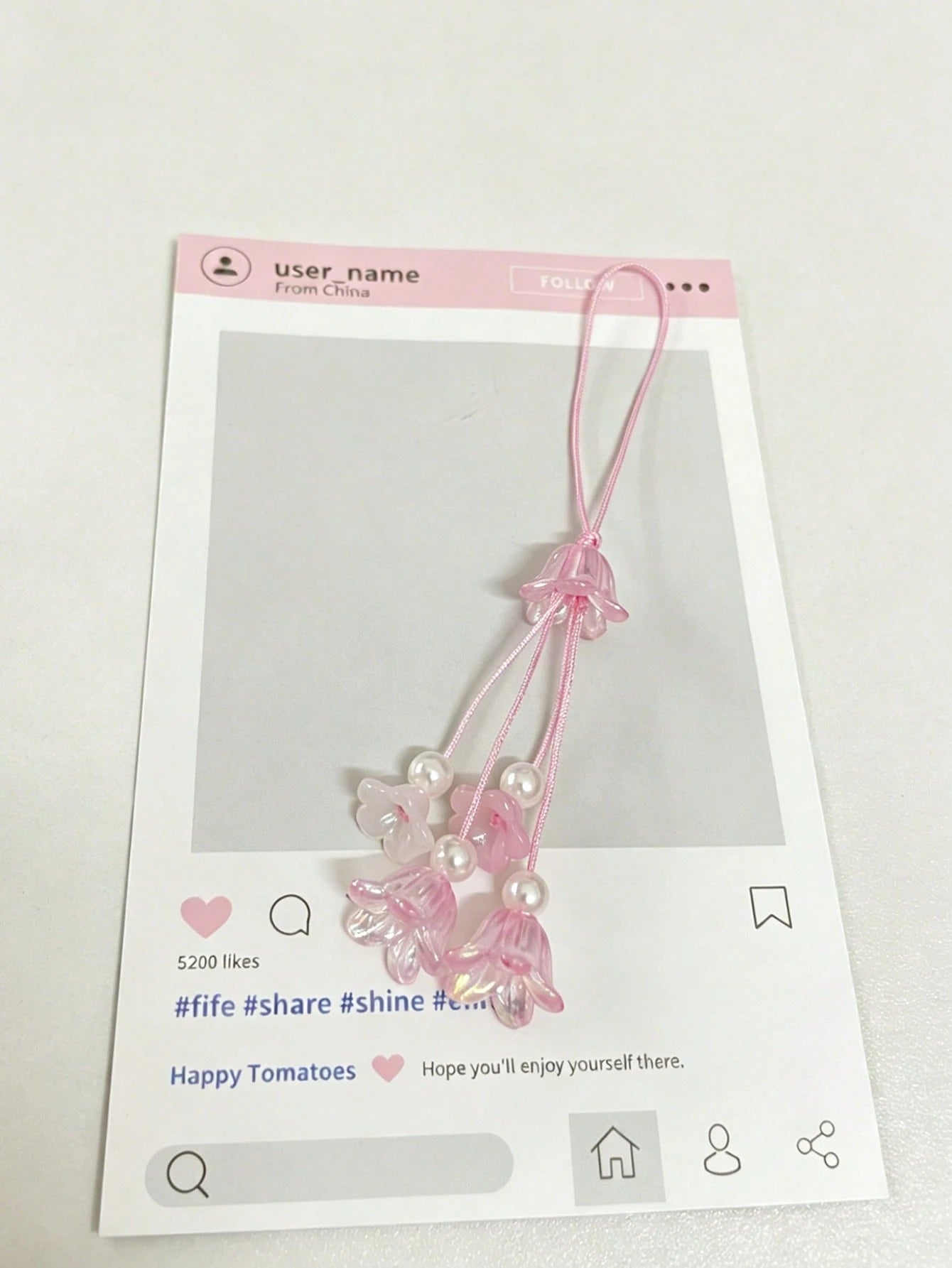 Gradient Color Wind Chime Lily Of The Valley Pendant Phone Lanyard CCD Camera Charm Universal Strap, Multi-Color Fashion Versatile Gift Lanyard, Suitable For Earphone Case Lanyard, Car Keychain Charm
