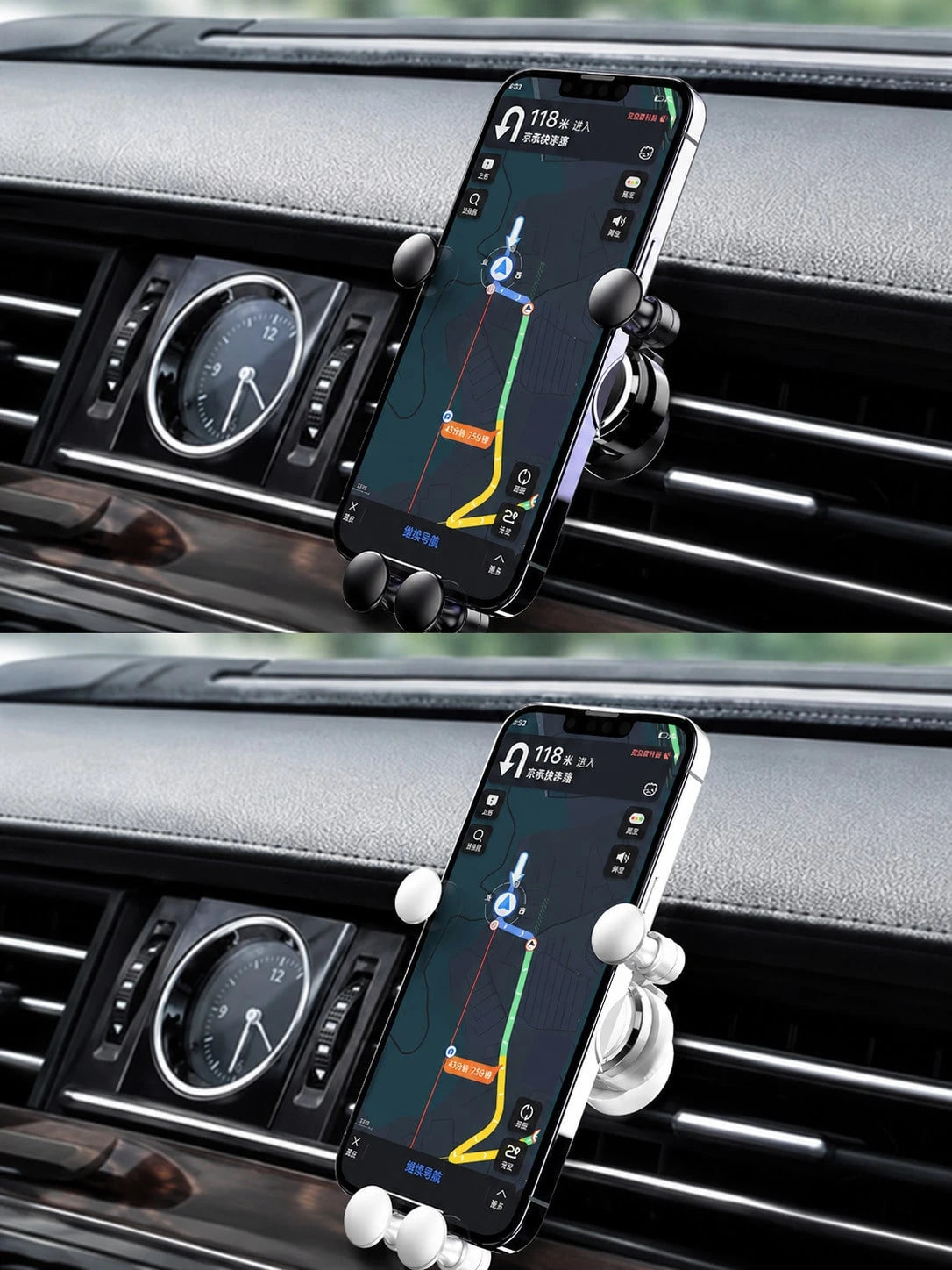 Gravity Car Air Vent Phone Holder, Cell Phone Holder For Car With Metal Hook Clip, Hands-Free One-Hand Operation Phone Mount, 360° Rotation Adjustable Vent Clip Cradle, Universal Fit For All Smartphon