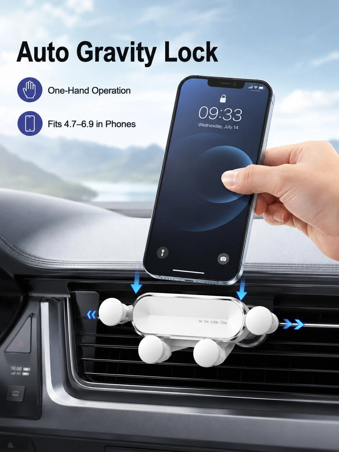 Gravity Car Air Vent Phone Holder, Cell Phone Holder For Car With Metal Hook Clip, Hands-Free One-Hand Operation Phone Mount, 360° Rotation Adjustable Vent Clip Cradle, Universal Fit For All Smartphon
