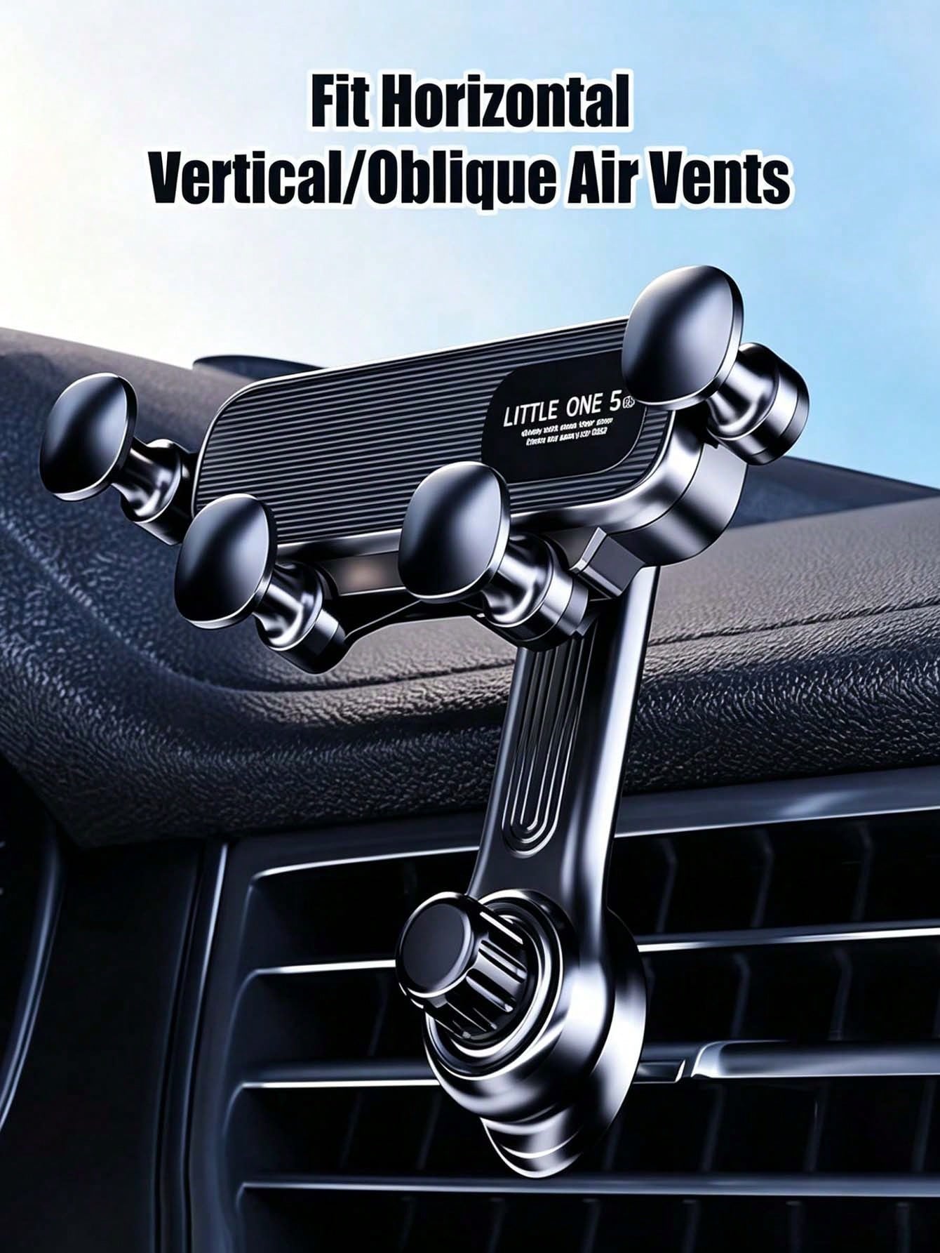 Gravity Sensing Car Air Vent Phone Holder, Anti-Shake Stable Hands-Free Phone Mount, Adjustable Telescopic Arm Air Vent Clip, ABS Waterproof Universal Car Navigation Phone Holder, Suitable For All Sma