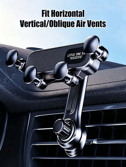 Gravity Sensing Car Air Vent Phone Holder, Anti-Shake Stable Hands-Free Phone Mount, Adjustable Telescopic Arm Air Vent Clip, ABS Waterproof Universal Car Navigation Phone Holder, Suitable For All Sma